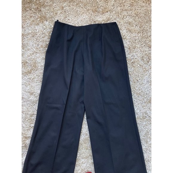 Ralph Lauren Black Label Wool Wide Leg Dress Pants Womens Size 12 Black Stretch - Picture 5 of 11